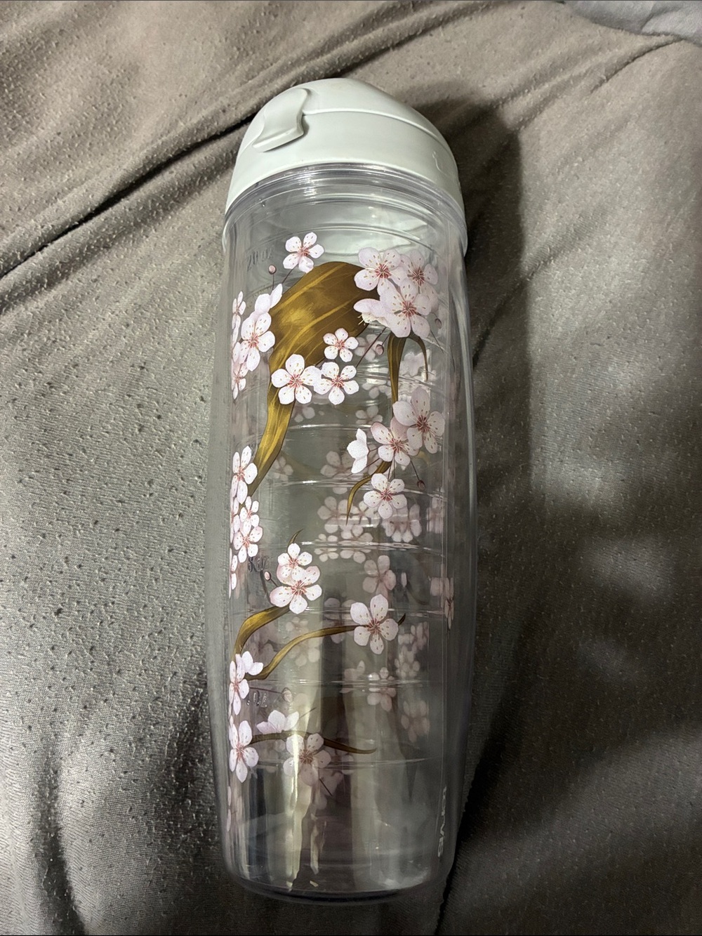 Floral Cherry Blossom Tervis Water Bottle with White Flip Lid